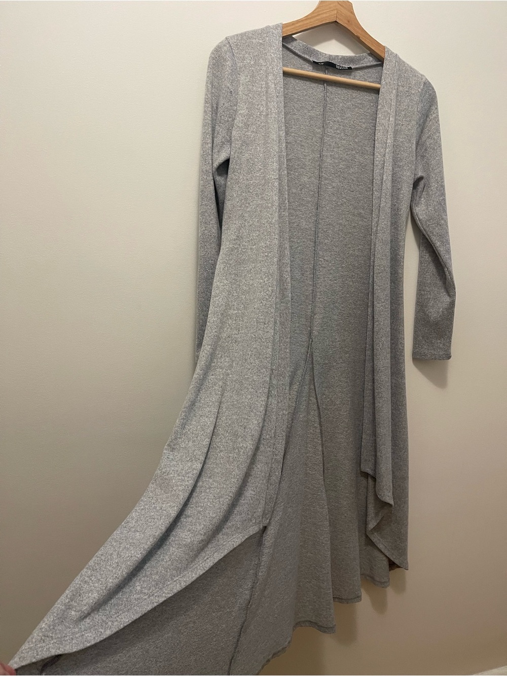 Rebel Sugar Light Gray Open-Front Longline Cardigan